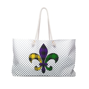 Fleur Di Lis Tote - New Orleans Weekend Bag for NOLA Travelers. Bourbon Street Bag, I love Louisiana Tote. Perfect for weekend getaways,