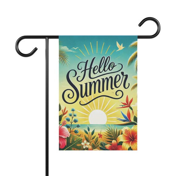 Gartenfahne „Hallo Sommer“ – 32x47 Cm, Sackleinen, Doppelseitig Bedruckt Mit Sonnenblumen – Für Terrasse, Balkon & Garten