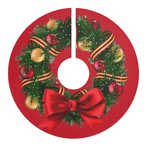 Tree Skirt, Festive Christmas Decor, Holiday Decor, Xmas Tree Rug, Wreath Decor Christmas Decorations, Tree Skirt Mat