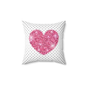 Heart Pillow, Pink Heart Pillow, Valentine&#39;s Day Gift, Square Pillow Decor, Spun Polyester Pillow, Heart Decor Pillow