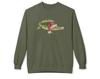 Alligator Wearing Santa Hat Sweatshirt | Gator Christmas Sweater