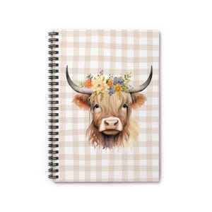 Highland Kuh Spiralblock - Niedliches Schreibjournal für Studenten, Geschenk für Kuhliebhaber, rustikales Dekor, Kuh-Themen-Notizbuch, Rückseite.