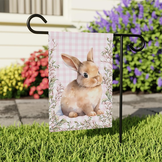 Bandiera da giardino con coniglio, decorazione primaverile