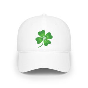 Clover Baseball Cap, Luck Hat for St. Patrick&#39;s Day, Four Leaf Shamrock Hat, Low Profile Cap, Lucky Charm Cap, Irish Clover Cap, Green