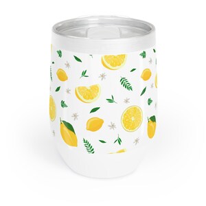 Lemons Wine Tumbler, Summer Drinkware, Lemonade Glass, Lemon Drinking Glass, Citrus Tumbler, Refreshing Glass, Kitchen Decor, Fruit Lover