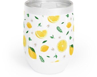 Lemons Wine Tumbler, Summer Drinkware, Lemonade Glass, Lemon Drinking Glass, Citrus Tumbler, Refreshing Glass, Kitchen Decor, Fruit Lover