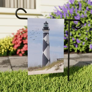 Garden Flag, Lighthouse Flag, Beach Coastal Yard Decor, Ocean Garden Banner, Nautical Outdoor Decoration, Summer Yard Art