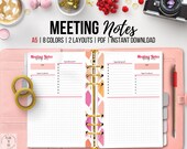 Meeting Notes, Printable Office Planner, Meeting Template, Office Task Planner, Note Taking, Work Planner, A5