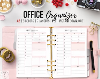 Office Organizer Printable, Work Schedule, Office Tasks, Daily Work Planner, Work To-Do List, Office Schedule, To Do, Office Planner, A5