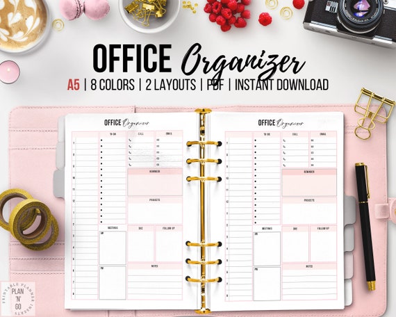 Office Organizer Printable, Work Schedule, Office Tasks, Daily Work Planner, Work To-Do List, Office Schedule, To Do, Office Planner, A5