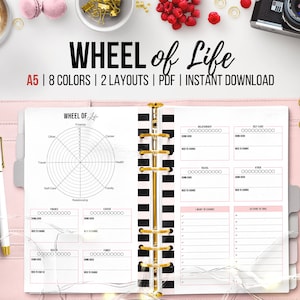 Wheel of Life Planner, Printable Life Balance, Personal Development, Self Improvement, Life Circle, Goal Tracker, Growth Mindset, A5