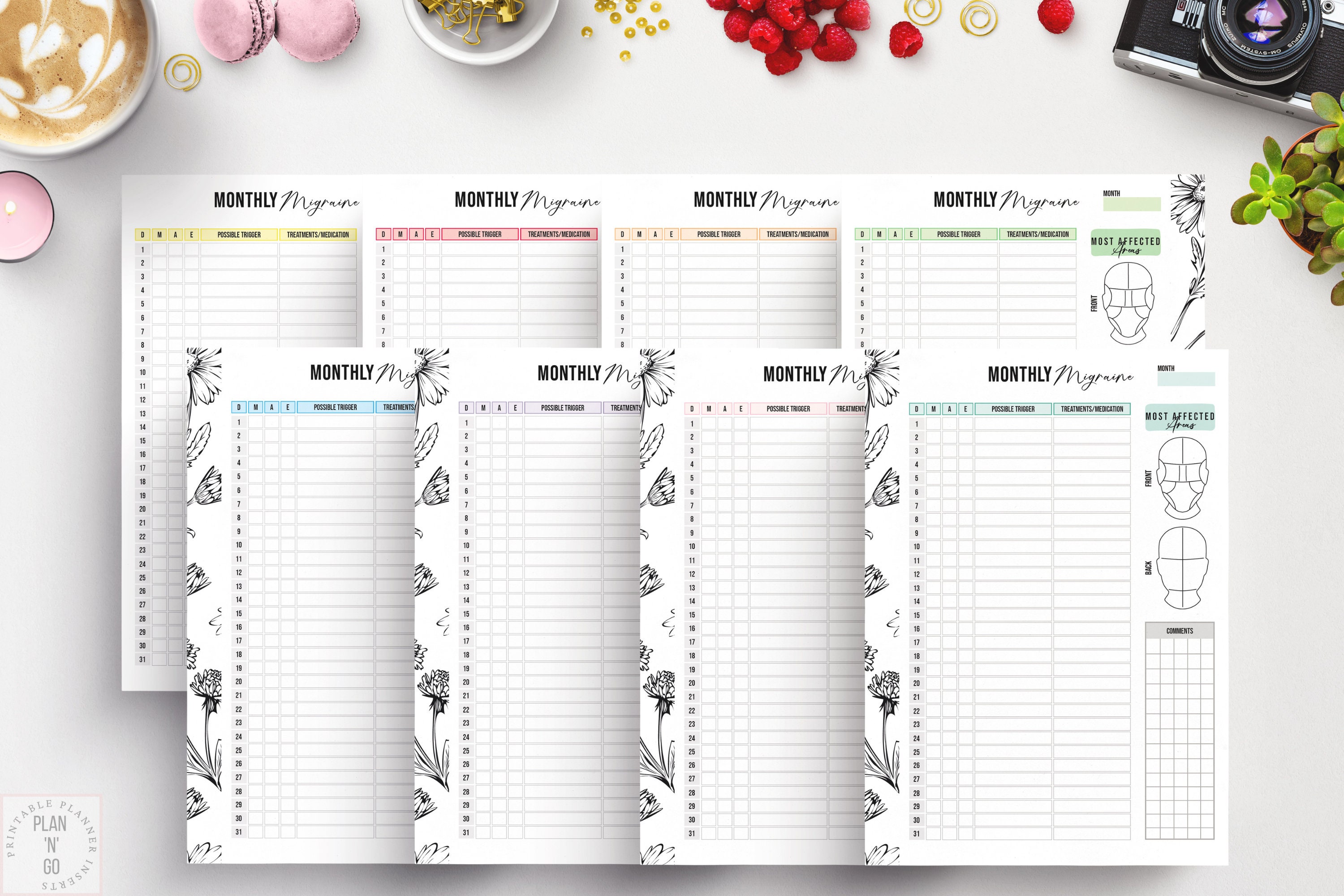 Migraine Tracker Printable Monthly Headache Log Chronic - Etsy