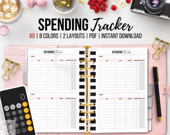 Spending Tracker Printable, Expense Tracker, Purchase History, Personal Finance, Budget Planner Insert, Spending Sheet, A5