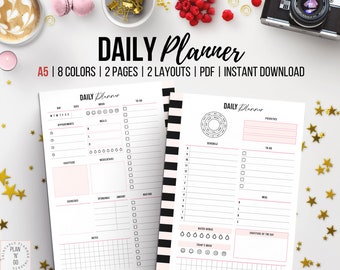 Daily Planner Printable, Undated Daily Planner, Time Management, To Do List, A5 Planner Insert, Daily Journal