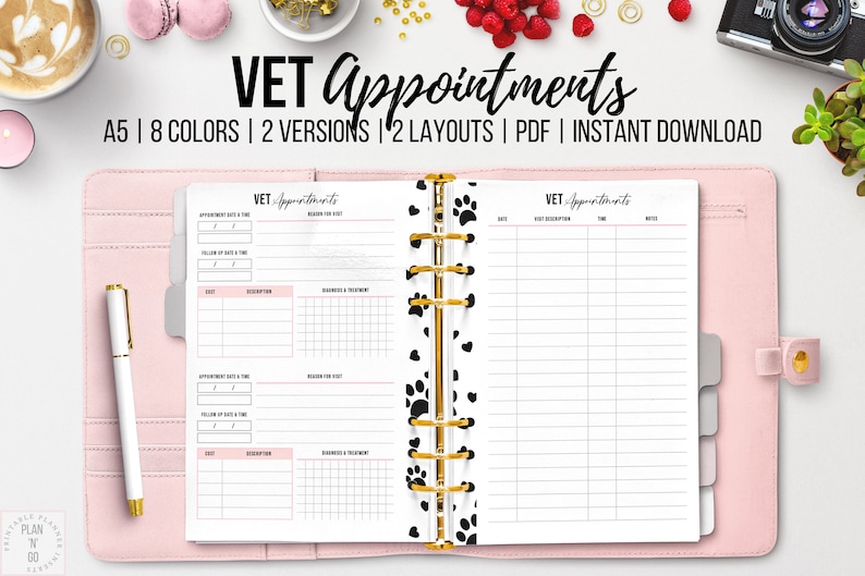 Printable Vet Visit Vet Appointment Tracker Pet Health Etsy