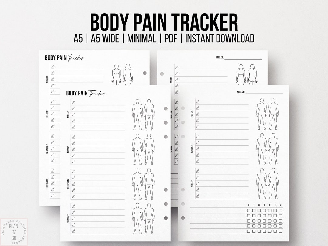 Chronic Pain Tracker, Printable Body Pain Log, Symptom Tracker, Doctor ...
