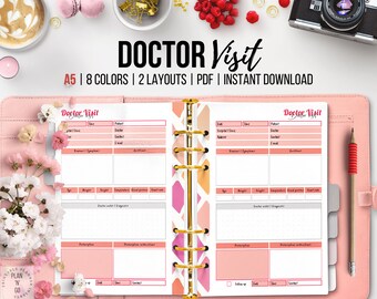 Doctor Visit, Printable Medical Appointment Tracker, Health Planner, Appointment Notes, Chronic Illness Tracker, Chronic Pain, A5