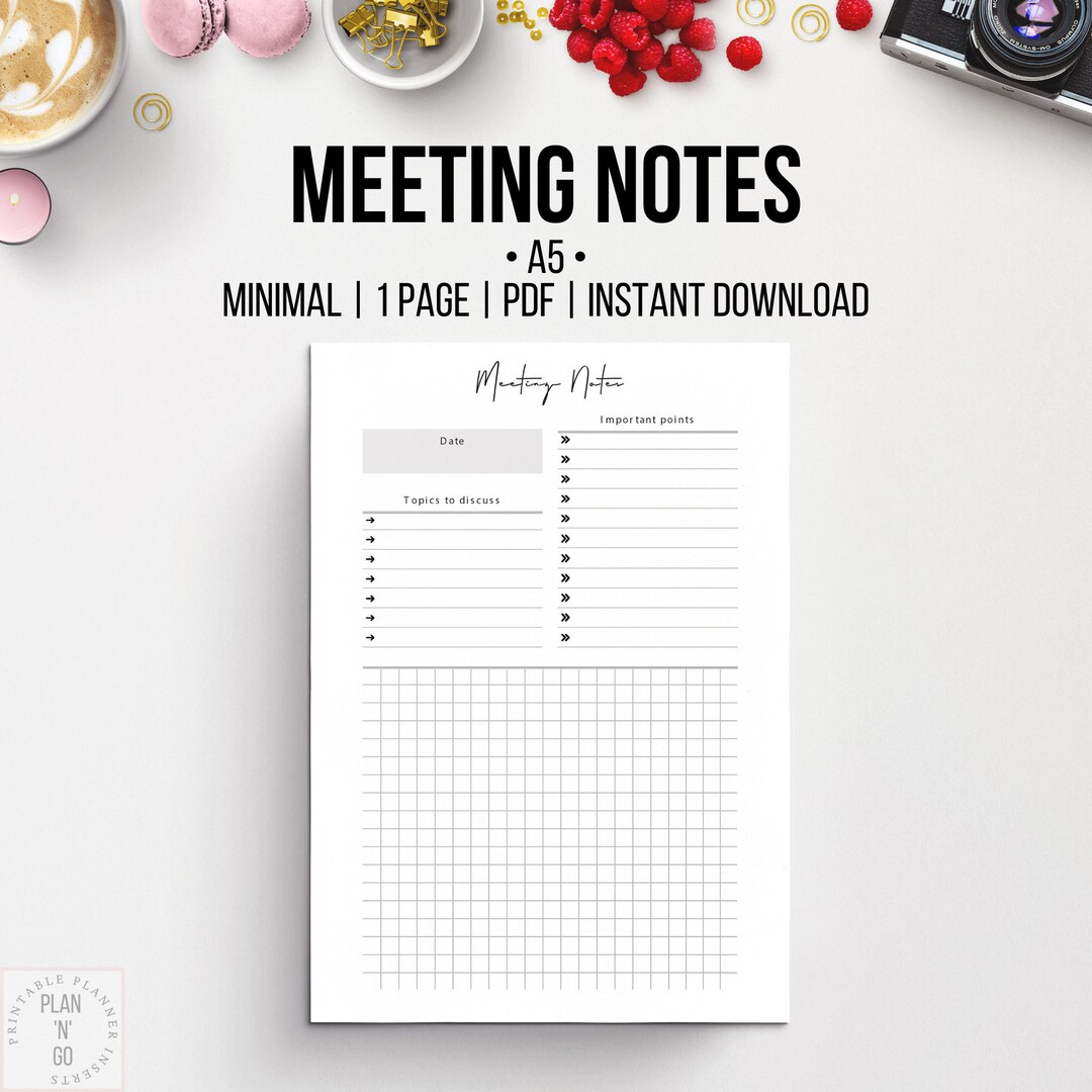 Meeting Notes Printable Office Planner Meeting Template - Etsy