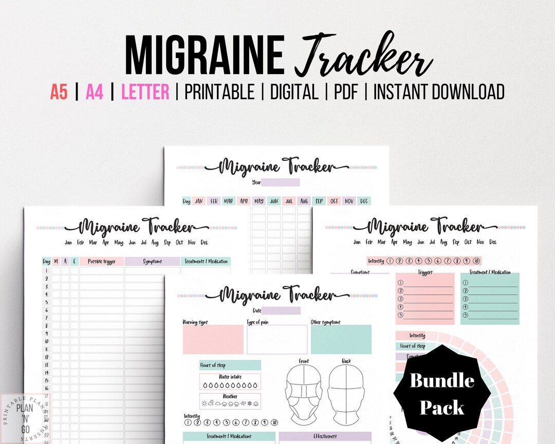 Migraine Tracker Printable, Headache Log, Pain Symptoms, Chronic Pain ...