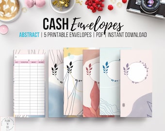 Cash Envelope Printable, Expense Tracker, Monthly Budget, Dave Ramsey Cash Envelope System, Abstract Theme, Vertical Envelope, Set of 5
