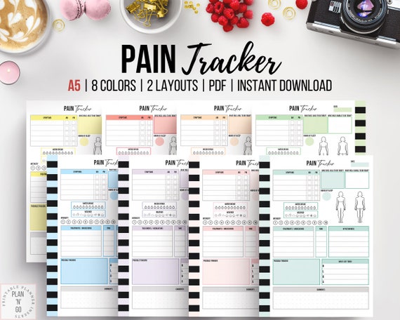 Pain Tracker Printable, Chronic Illness Medical Planner, Chronic Pain Symptom Tracker, Fibromyalgia Journal, Health Tracker, A5
