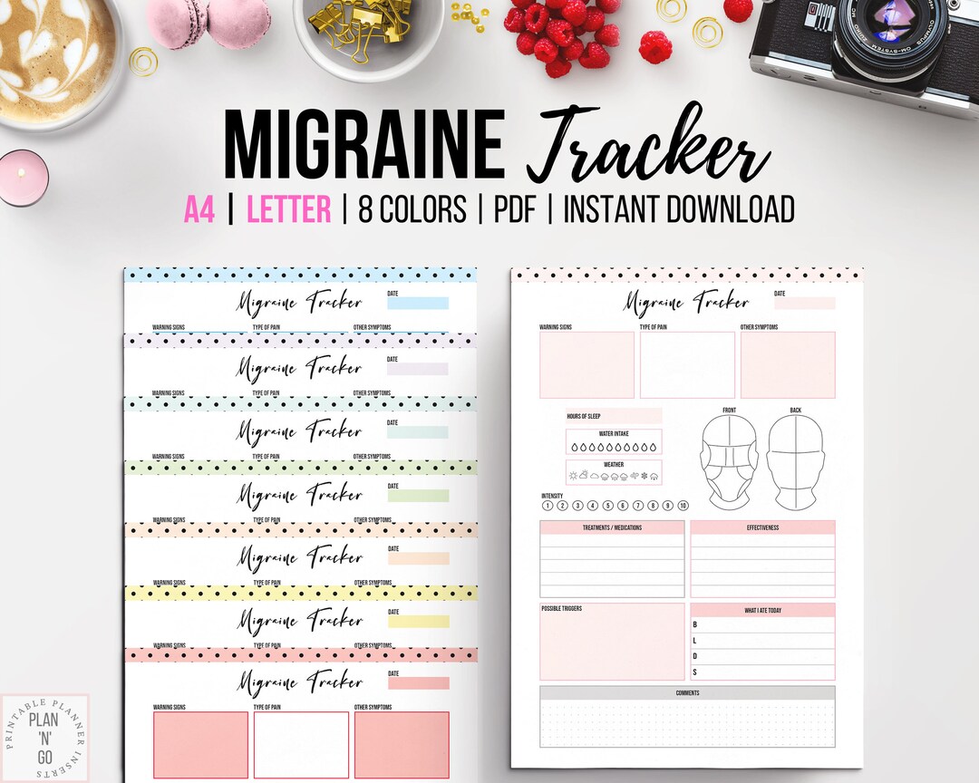 Migraine Tracker Printable, Migraine Journal, Headache Log, Chronic Pain Tracker, Chronic ...