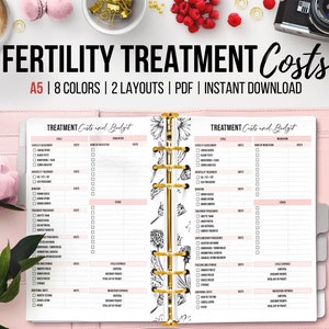 Suivi des dépenses de FIV, dossier des dépenses de fertilité, agenda de fertilité, feuillet de planification de FIV, journal des dépenses de FIV, feuille de traitement de fertilité, A5