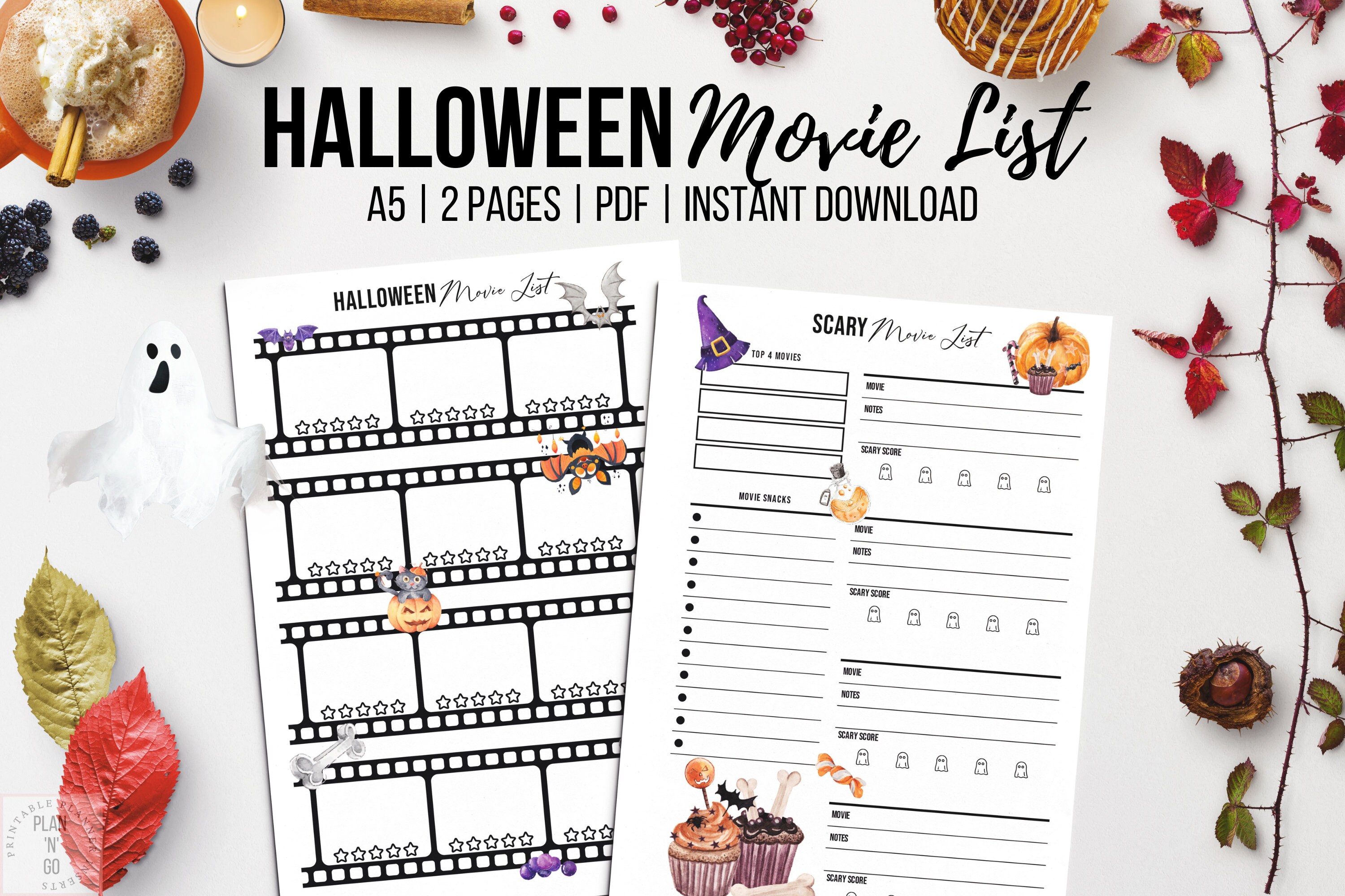 Halloween Movie List Printable Movie Challenge Scary Film Etsy