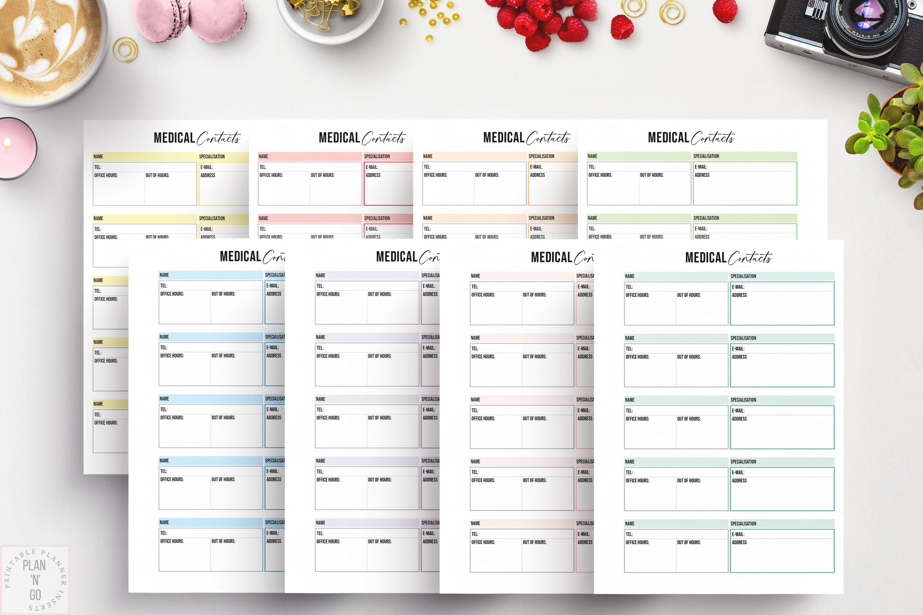 Medical Contact List, Printable Contact Info Sheet, Important Numbers ...
