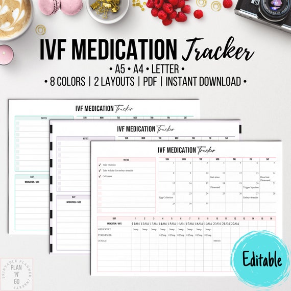 IVF Medication Tracker, Editable IVF Medication Schedule, Printable  Medication Organizer, Trying to Conceive, IVF Journal, A5, A4, Letter 