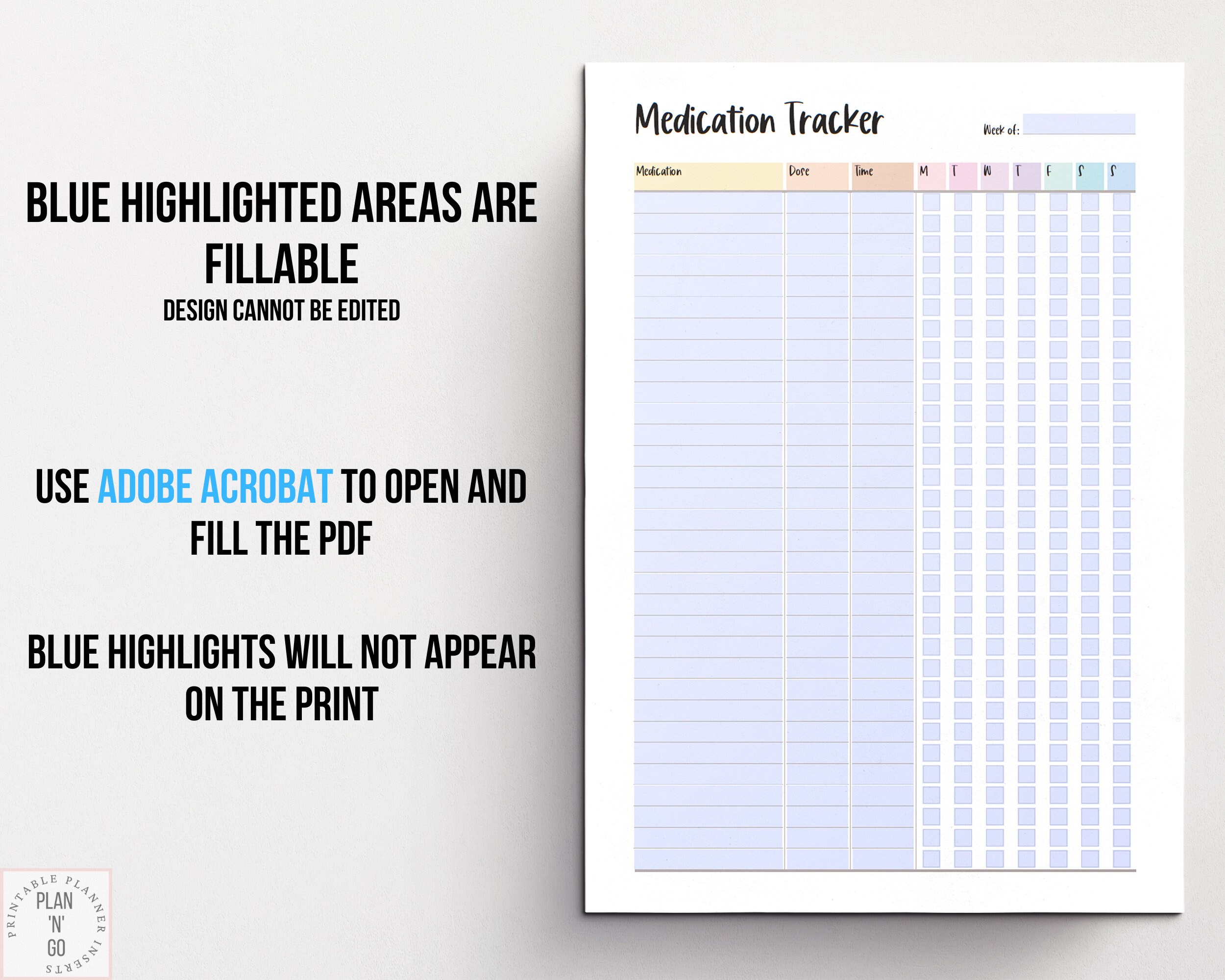 Editable Medication Tracker, Printable Medication Log, Vitamin and ...