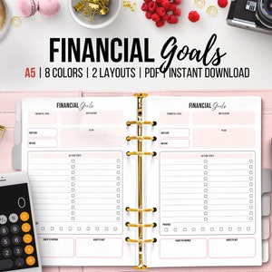 Financial Goals, Printable Financial Planner, Savings Goal, Money Savings, Personal Finance, Budget Template, Money Challenge, A5