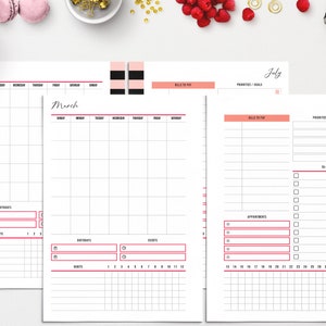 Month at a Glance Printable, Monthly Undated Calendar, Bill Tracker ...