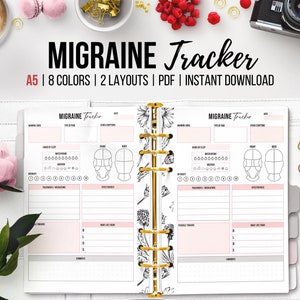 Migraine Tracker Printable, Headache Log, Pain Symptoms, Migraine Record, Chronic Pain Tracker, Chronic Migraine, Pain Log, Health Insert,A5