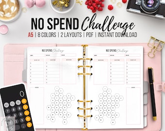 No Spend Challenge, Printable No Spend Month, Budget Planner Insert, Monthly Money Tracker, Finance Planning, Personal Finance, A5