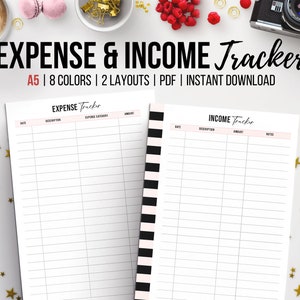 Expense Tracker Printable, Income Tracker, Spending Log, Personal Finance, A5 Planner Inserts, Purchase Record, Budget Planner