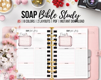 SOAP Bible Study Printable, Prayer Journal, Bible Reading, Bible Study Template, Christian Planner, Soap Method, A5