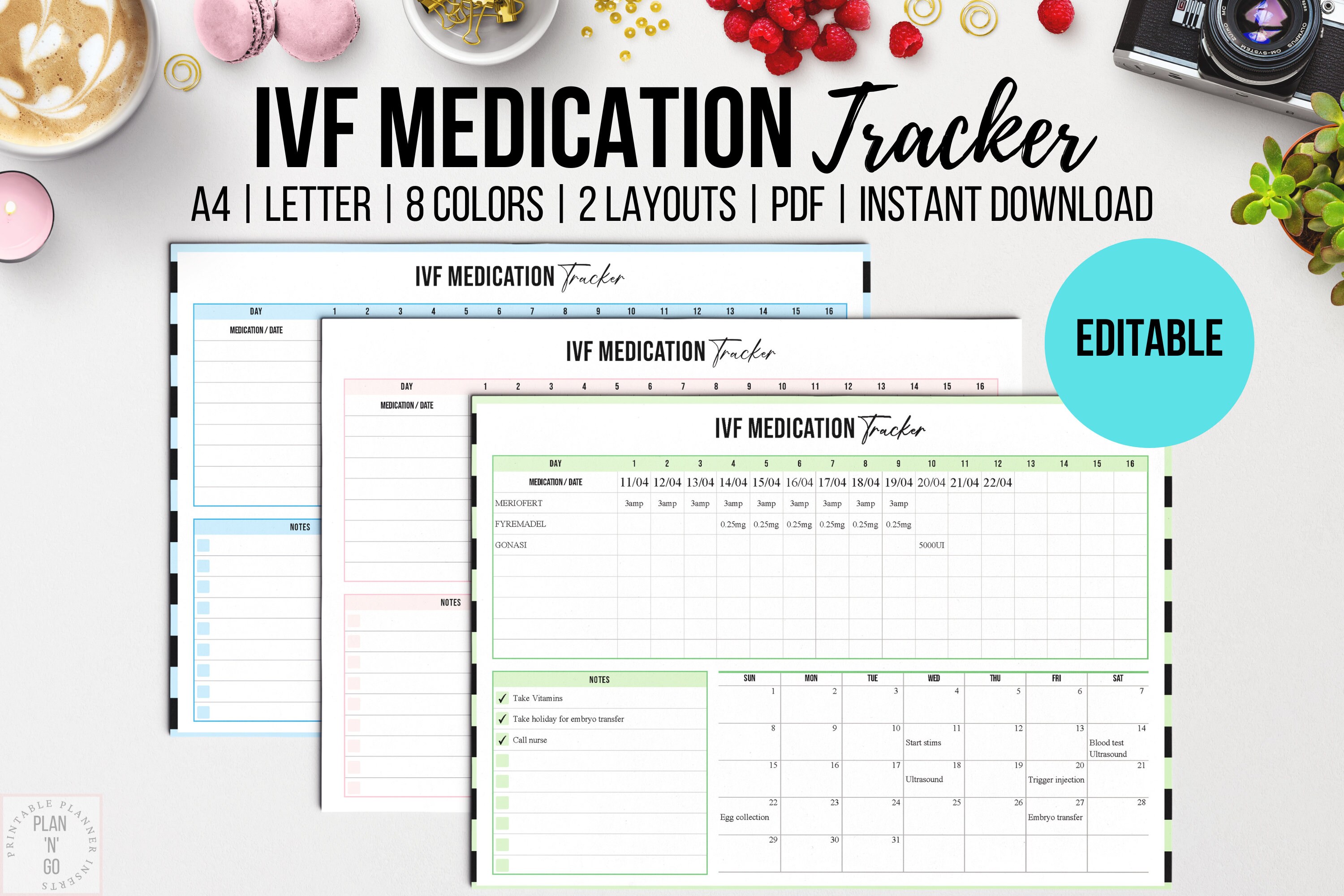 IVF Medication Tracker Editable Conception Organizer Sunday Etsy