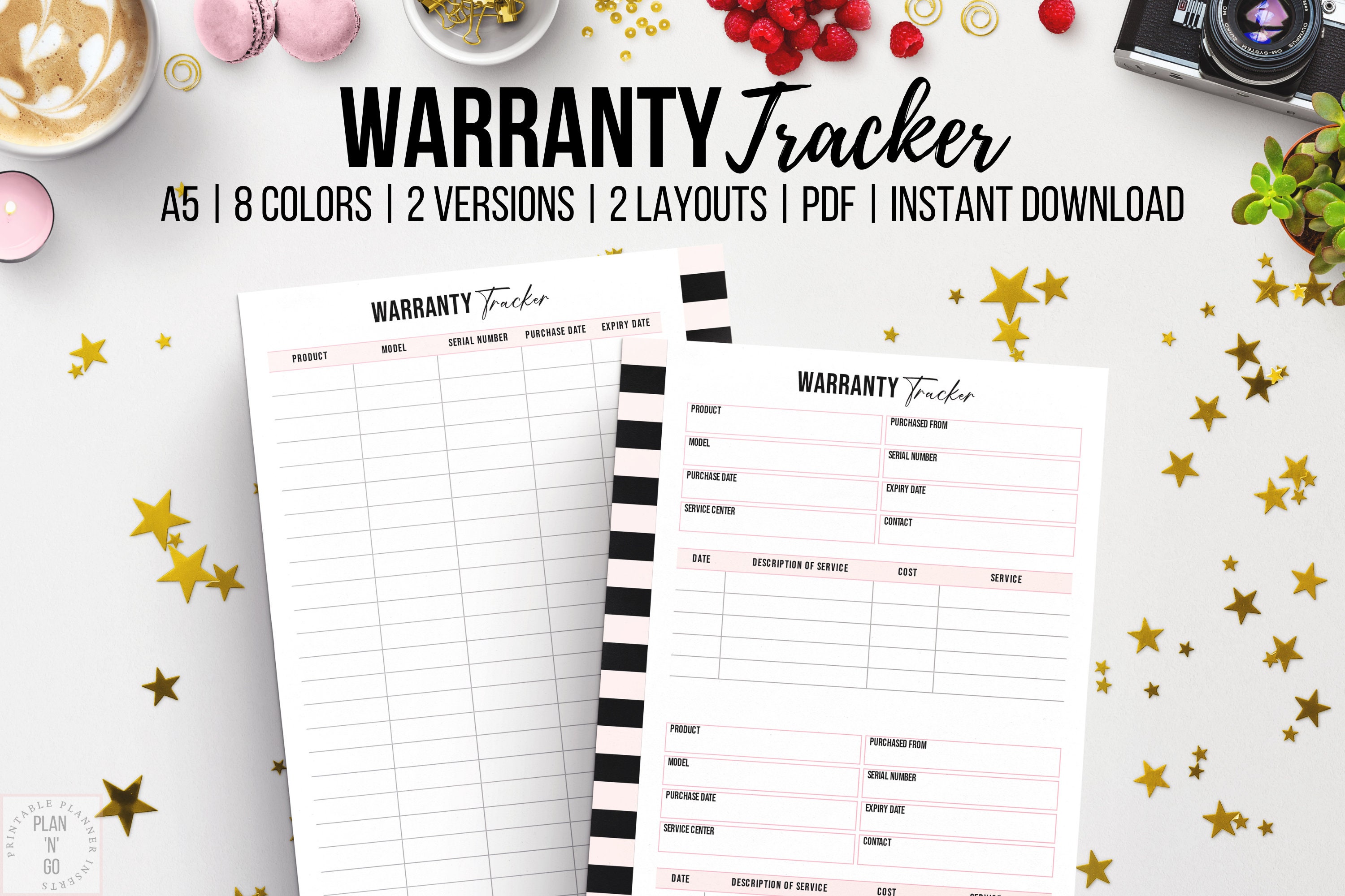 Warranty Tracker Printable Warranty Log Household Planner Etsy UK