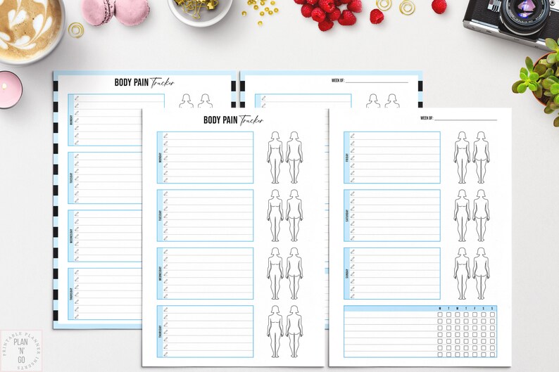 Pain Tracker Printable, A4, Letter, Chronic Illness Journal, Body Pain