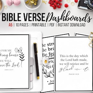 Christian Dashboard, Printable Bible Verse Dashboard, Faith Planner, Prayer Journal, Christian Planner, Set of 10, Bible Scripture, A5