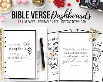 Christian Dashboard, Printable Bible Verse Dashboard, Faith Planner, Prayer Journal, Christian Planner, Set of 10, Bible Scripture, A5