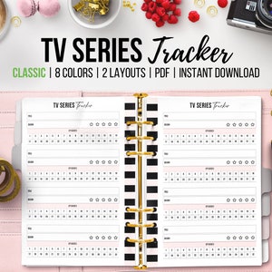 TV Series Tracker, Printable Series Journal, Series to Watch, Episode Log, Drama Series, TV Show Tracker, Movie Planner, Classic Happy