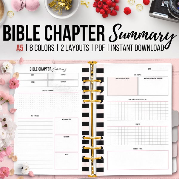 Bible Chapter Summary, Printable Prayer Journal, Bible Verse, Christian Planner, Bible Study, Scripture Chapter Overview, A5