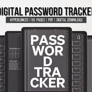 Password Tracker, Digital Password Keeper with Tabs, Password Book, Fully Hyperlinked, Instant Download
