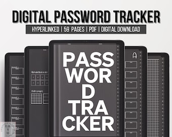 Password Tracker, Digital Password Keeper with Tabs, Password Book, Fully Hyperlinked, Instant Download
