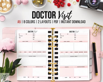 Doctor Visit, Doctor Visit Log, Medical Appointment, Printable Health Tracker, Doctor Appointment, Doctor Visit Tracker, Medical Insert, A5