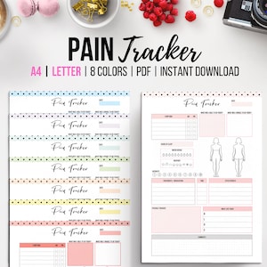 Chronic Pain Tracker, Printable Chronic Illness Dairy, Symptom Tracker, Fibromyalgia, Pain Management, Spoonie Planner, A4, Letter
