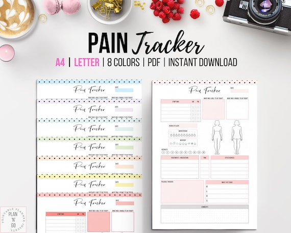 Chronic Pain Tracker, Printable Chronic Illness Dairy, Symptom Tracker, Fibromyalgia, Pain Management, Spoonie Planner, A4, Letter