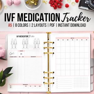 IVF Medication Tracker, Printable IUI Medication, Infertility Planner Insert, Trying to Conceive, Conception Organizer, Pregnancy Plan, A5